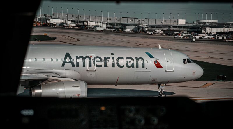 an american airline passenger plane in the airport