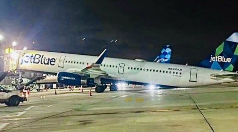 JetBlue A321 Tipping Incident at JFK, courtesy @xJonNYC